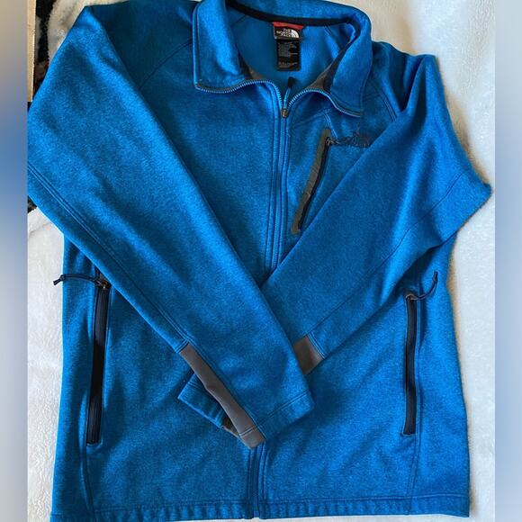 EUC North Face Blue Full Zip 3 zip pockets Raglan sleeve Size Medium - Picture 5 of 11